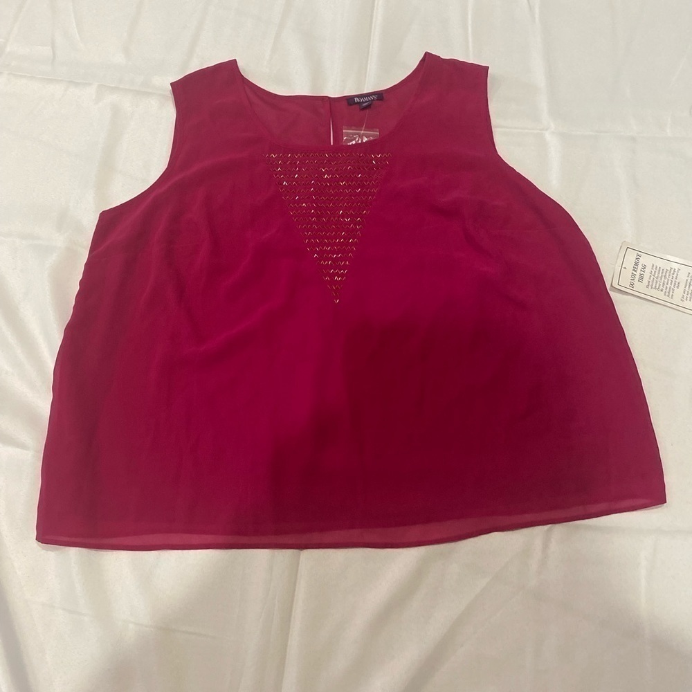 Romans women plus size pink tank top scoop neck 30W - Picture 2 of 9